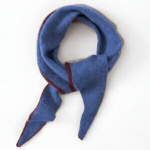 Handmade Cashmere Neck Scarf – Cobalt Sapphire with Wine Border - Soft Luxury Wi
